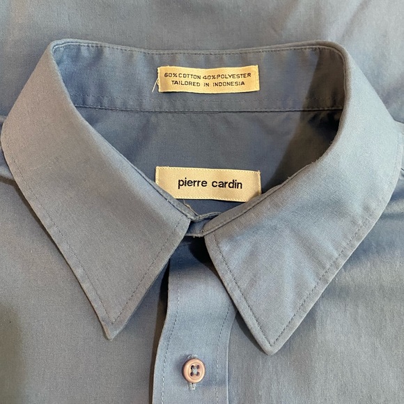 Pierre Cardin Estimated size XL Blue Long Sleeve Button Front Dress Shirt - Picture 3 of 8